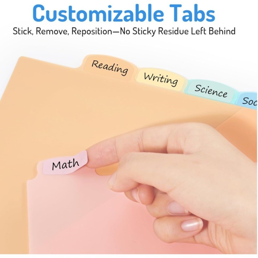 Tab Divider A4 - Divisórias Transparentes Duráveis para Fichário, Plástico,