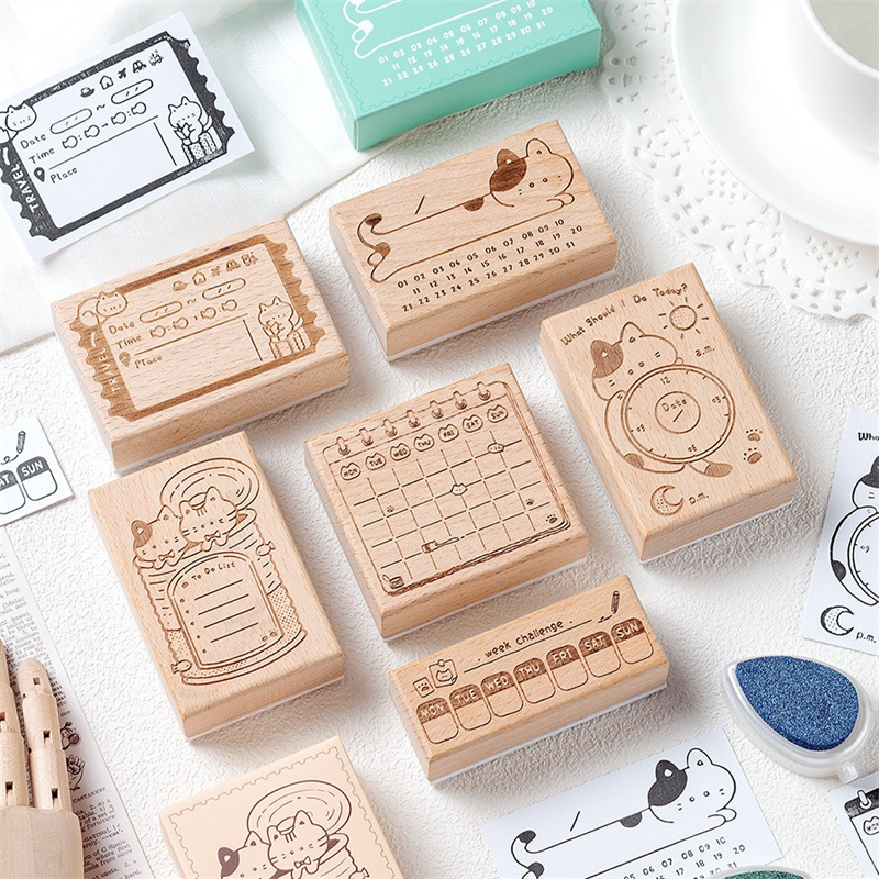 Rubber Date Stamp - Carimbo de Borracha de Madeira com