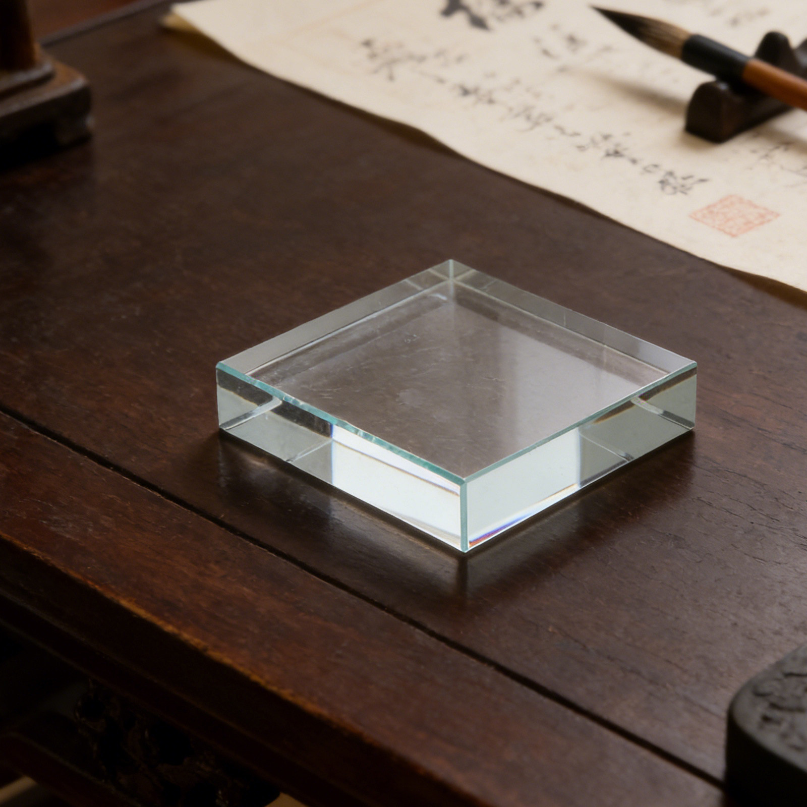 Paper Weight Crystal - Peso de Papel Retangular Transparente de